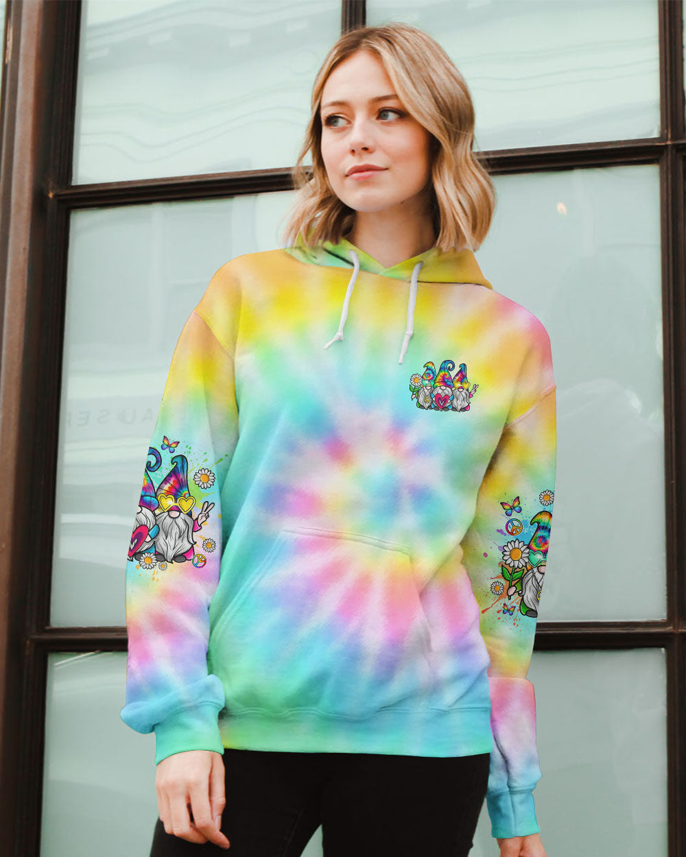 DON'T WORRY BE HIPPIE TIE DYE GNOME ALL OVER PRINT - TLNO2205241