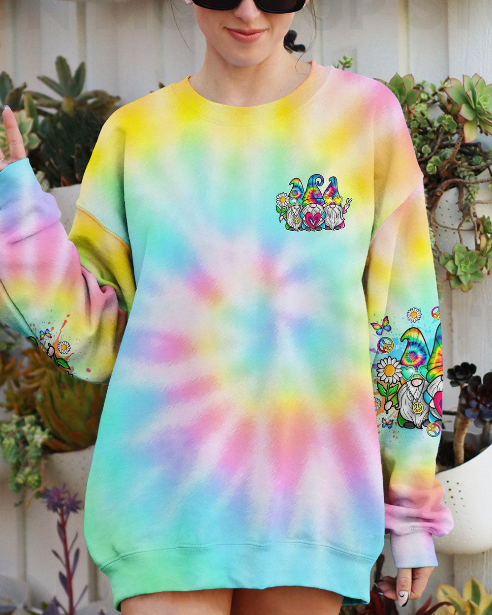 DON'T WORRY BE HIPPIE TIE DYE GNOME ALL OVER PRINT - TLNO2205241