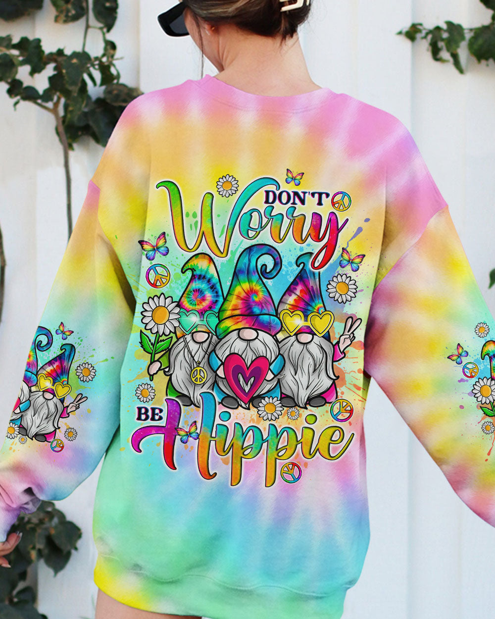 DON'T WORRY BE HIPPIE TIE DYE GNOME ALL OVER PRINT - TLNO2205241