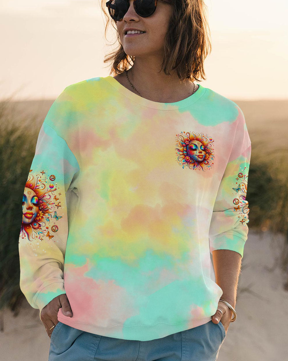 BE THE SUNSHINE SUNFLOWER TIE DYE ALL OVER PRINT  - TLNO2211244