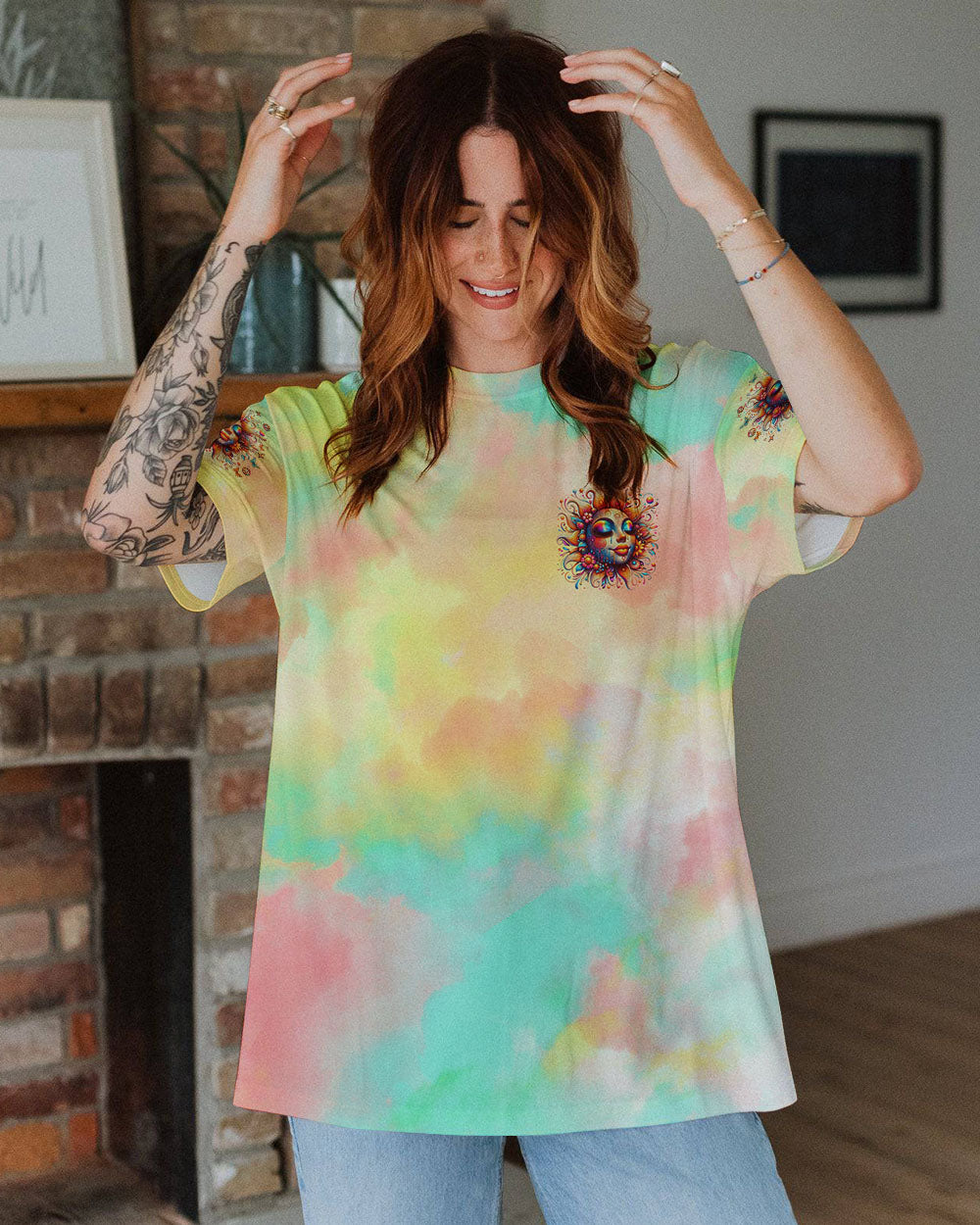 BE THE SUNSHINE SUNFLOWER TIE DYE ALL OVER PRINT  - TLNO2211244