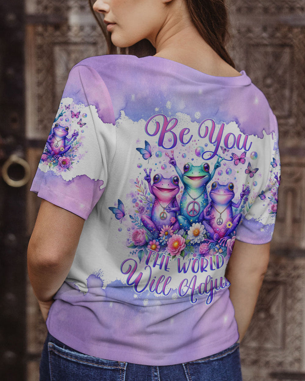 BE YOU THE WORLD WILL ADJUST FROG ALL OVER PRINT - TLNO2311231