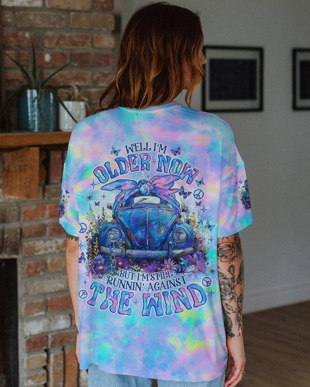 RUNNING AGAINST THE WIND CAR FLOWER ALL OVER PRINT - TLNO2406242