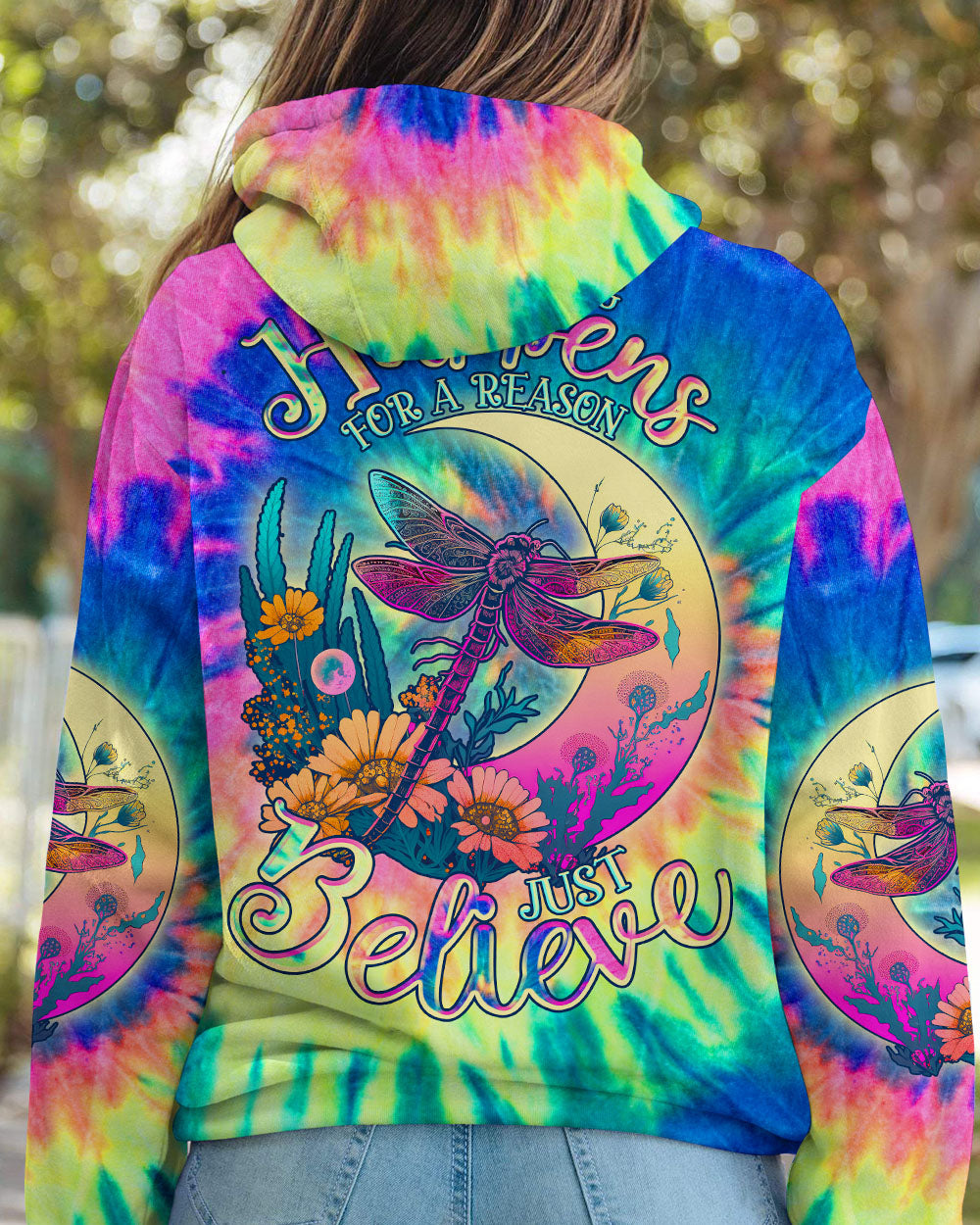 JUST BELIEVE DRAGONFLY TIE DYE ALL OVER PRINT - TLNO2507237
