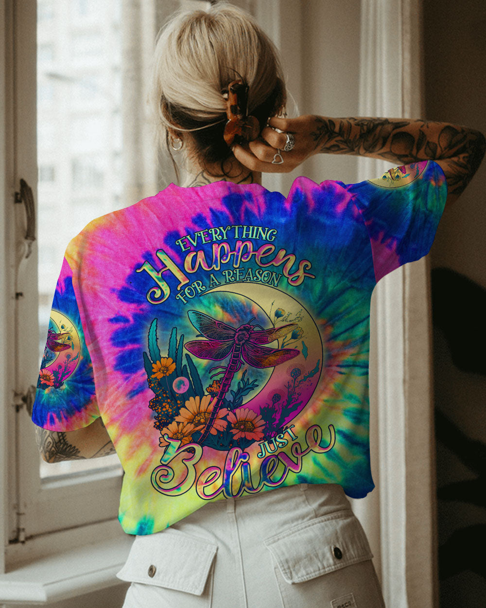 JUST BELIEVE DRAGONFLY TIE DYE ALL OVER PRINT - TLNO2507237