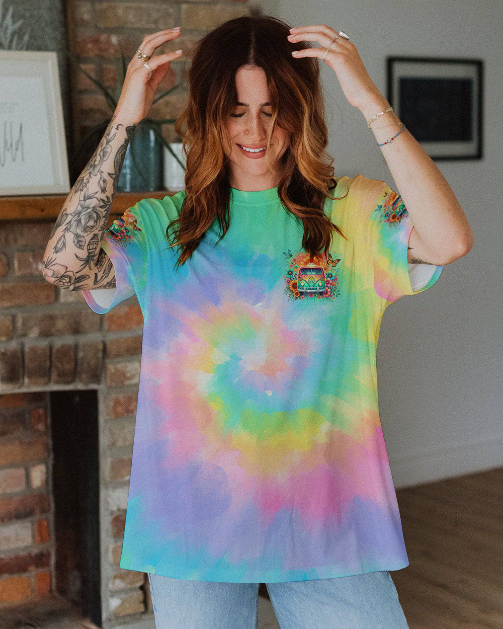RUNNING AGAINST THE WIND CAR TIE DYE ALL OVER PRINT - TLNO2512245