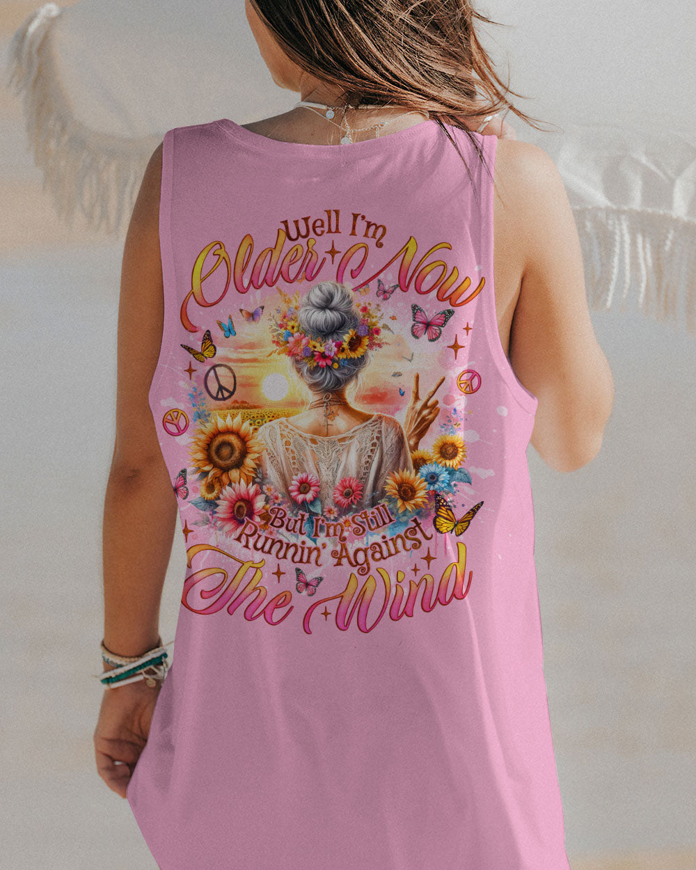 RUNNING AGAINST THE WIND OLD LADY SUNFLOWER ALL OVER PRINT - TLNO2812231