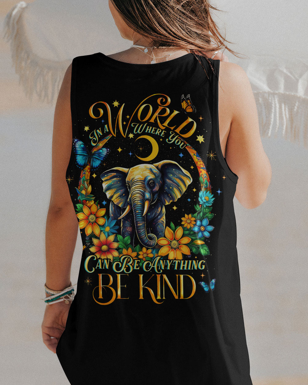 BE KIND ELEPHANT CRESCENT MOON ALL OVER PRINT - TLNO2905232