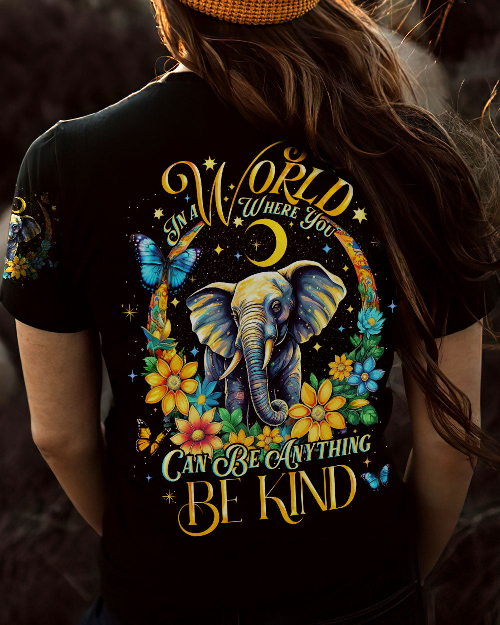 BE KIND ELEPHANT CRESCENT MOON ALL OVER PRINT - TLNO2905232