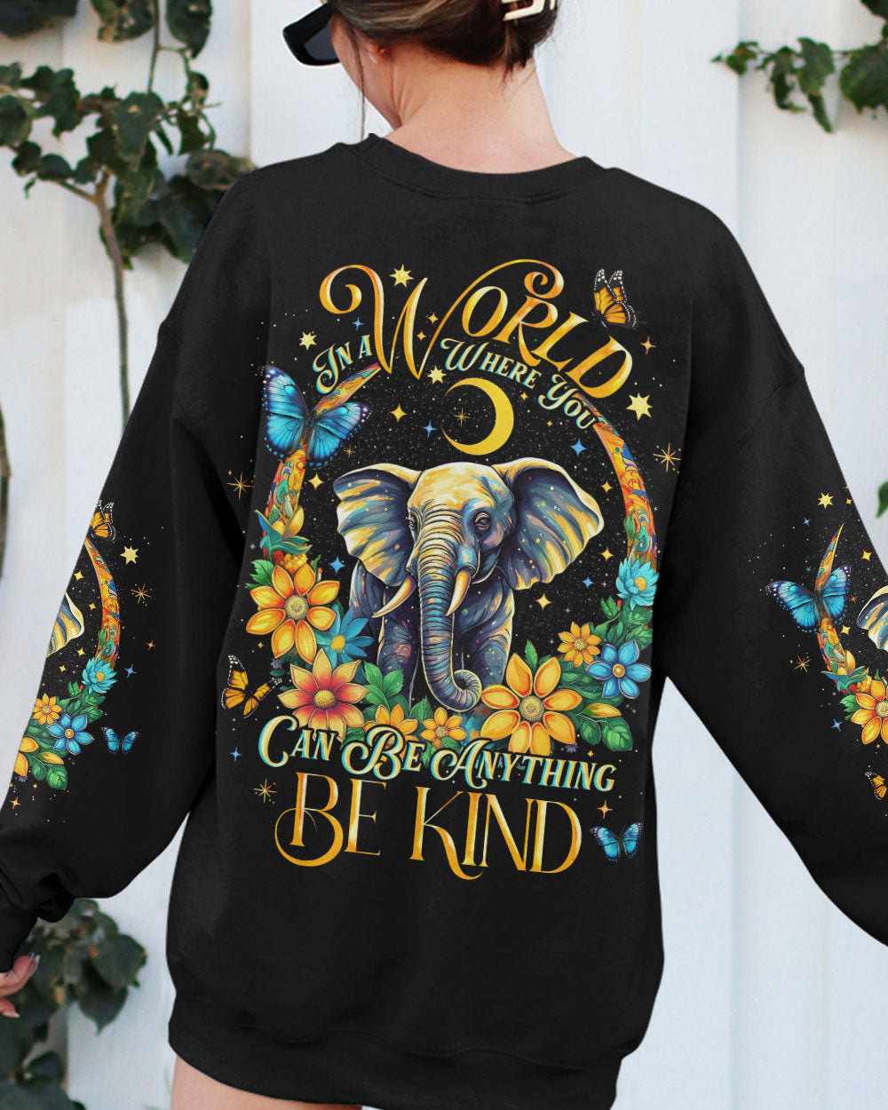 BE KIND ELEPHANT CRESCENT MOON ALL OVER PRINT - TLNO2905232