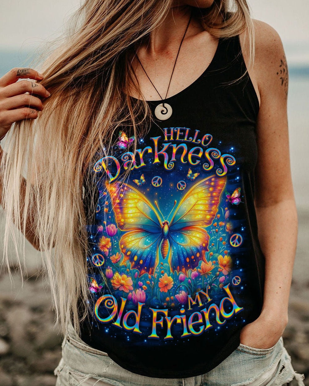 HELLO DARKNESS MY OLD FRIEND BUTTERFLY ALL OVER PRINT - TLNO2909254