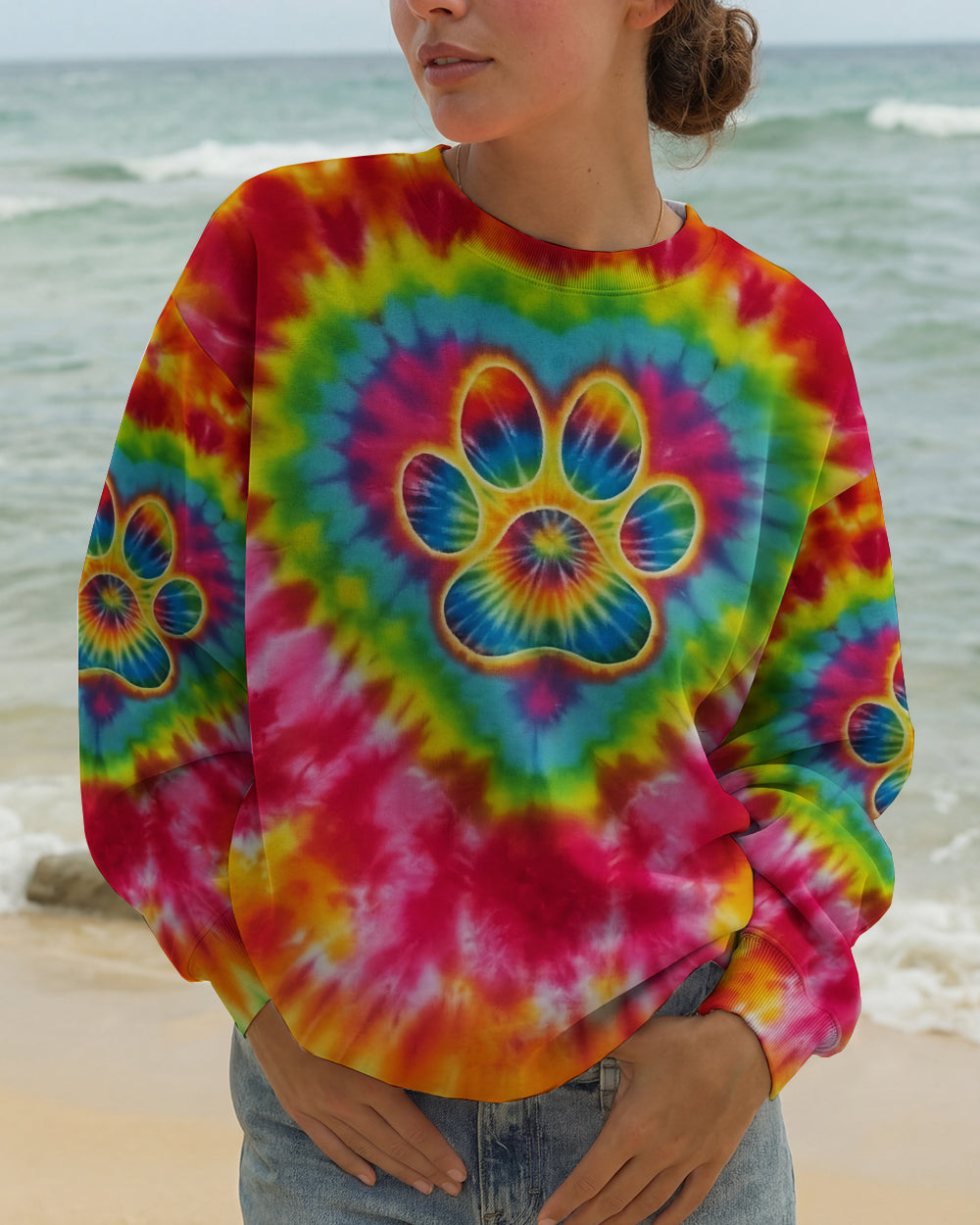 PAW PRINT COLORFUL SWIRL ALL OVER PRINT  - TLNO3012252