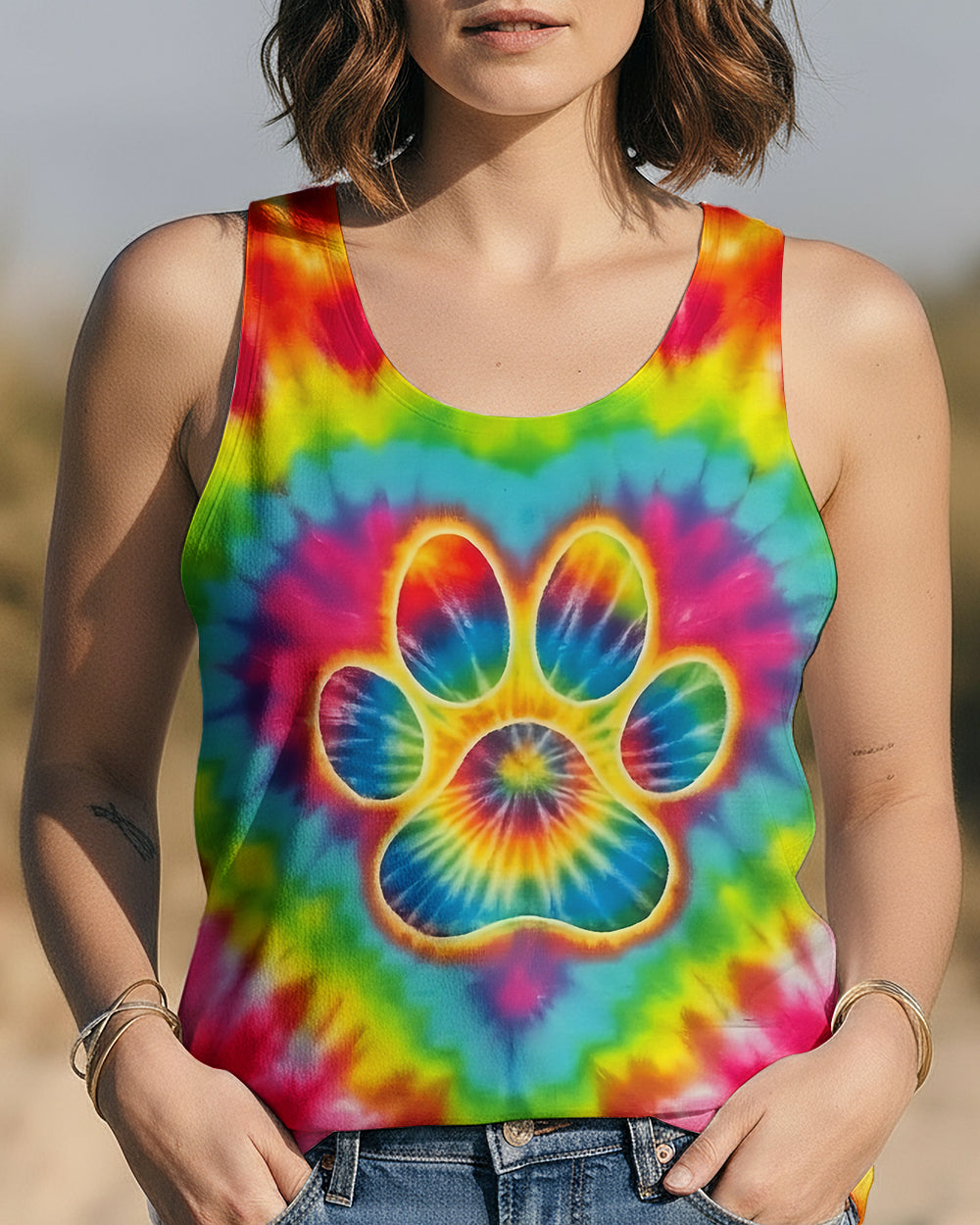 PAW PRINT COLORFUL SWIRL ALL OVER PRINT  - TLNO3012252