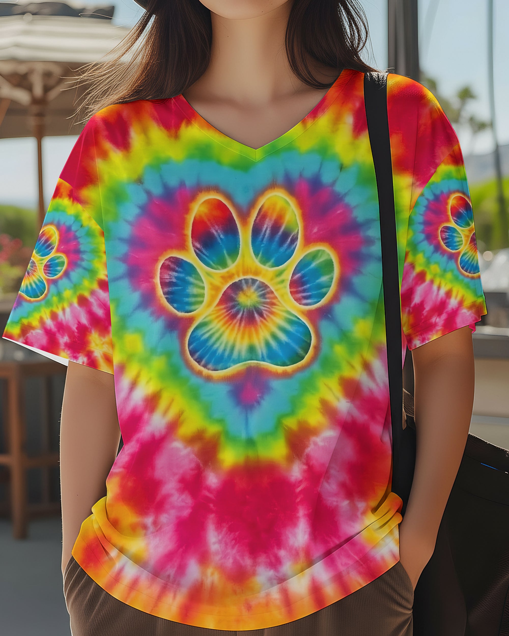 PAW PRINT COLORFUL SWIRL ALL OVER PRINT  - TLNO3012252