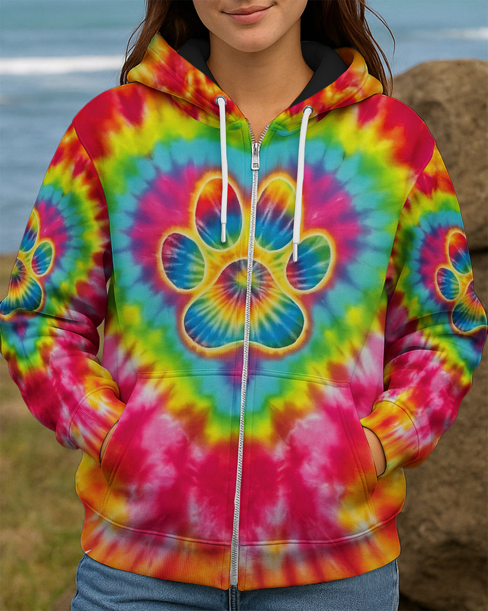 PAW PRINT COLORFUL SWIRL ALL OVER PRINT  - TLNO3012252