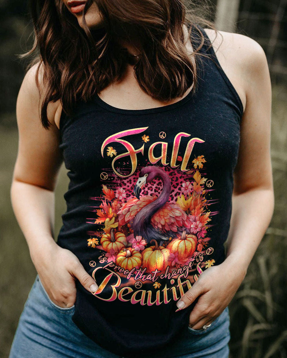 CHANGE IS BEAUTIFUL FLAMINGO AUTUMN ALL OVER PRINT - TLNO3107231