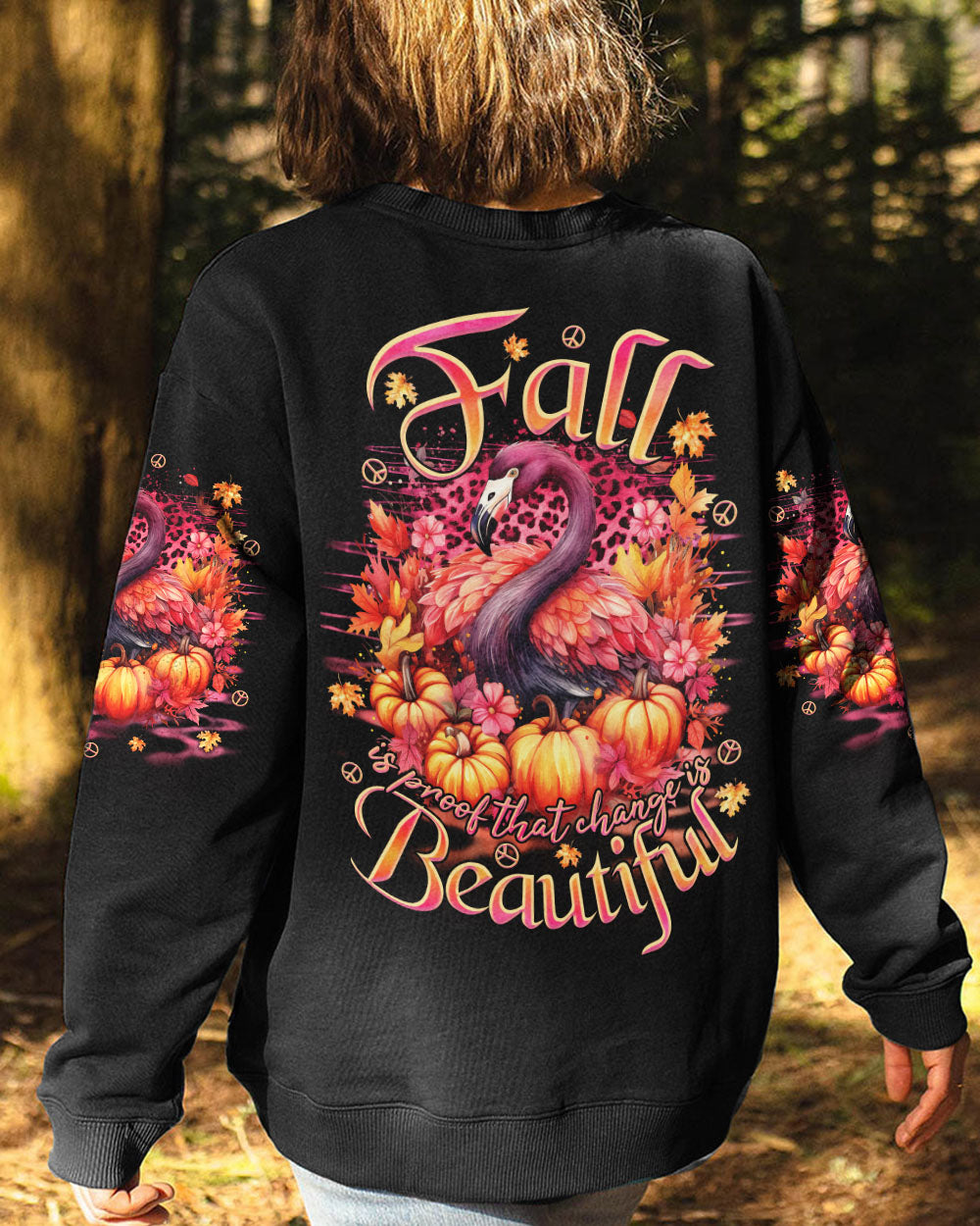 CHANGE IS BEAUTIFUL FLAMINGO AUTUMN ALL OVER PRINT - TLNO3107231