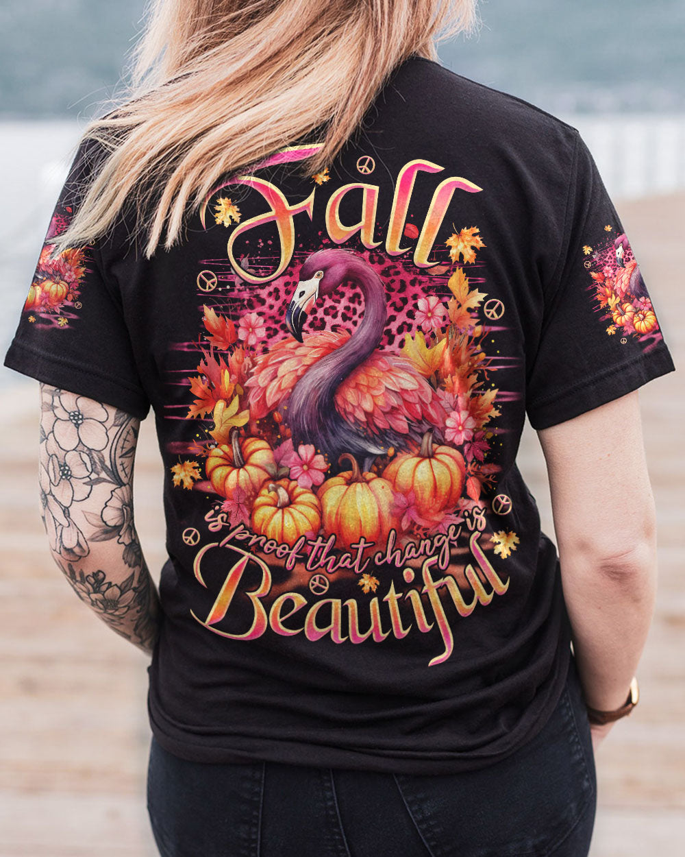 CHANGE IS BEAUTIFUL FLAMINGO AUTUMN ALL OVER PRINT - TLNO3107231