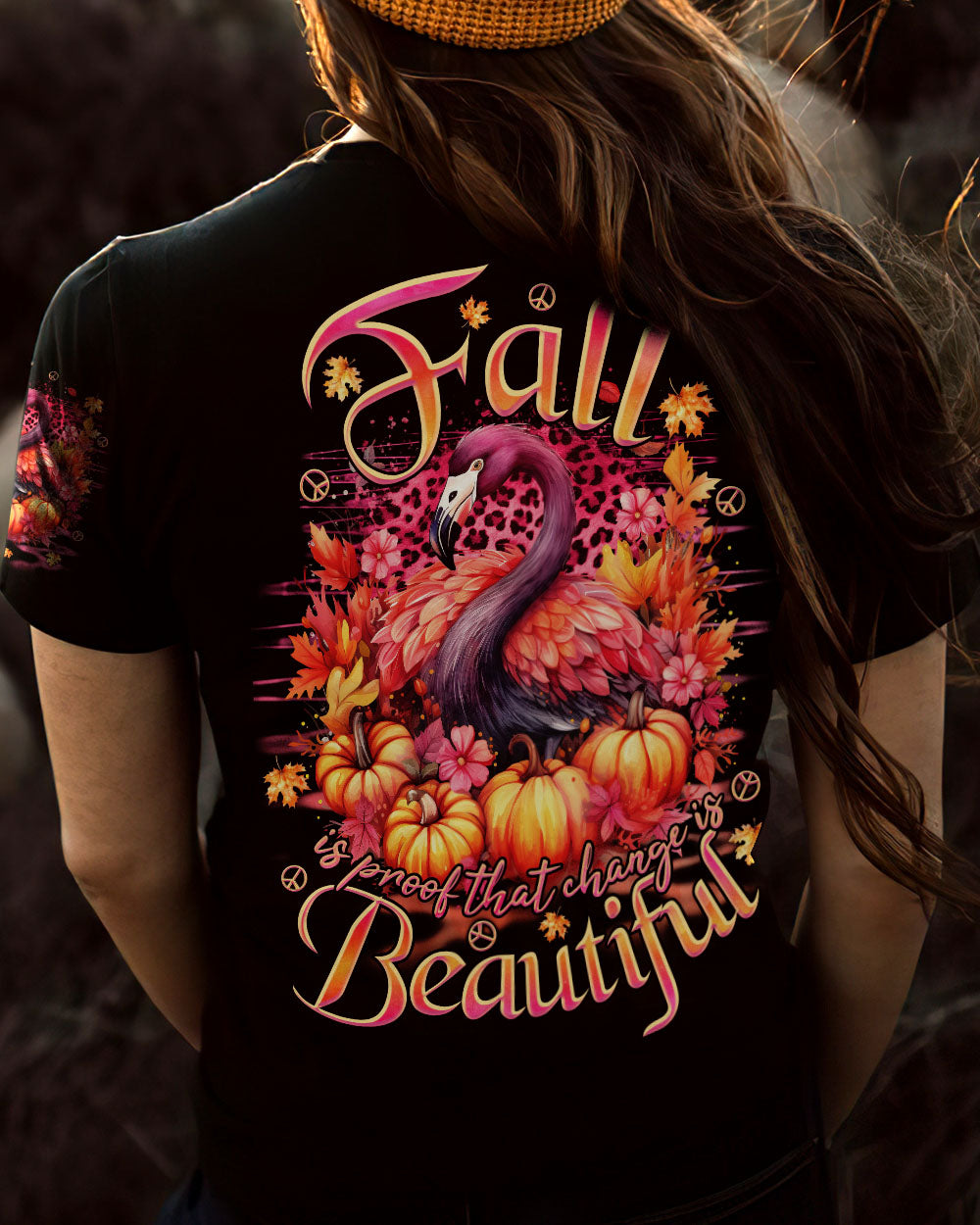 CHANGE IS BEAUTIFUL FLAMINGO AUTUMN ALL OVER PRINT - TLNO3107231