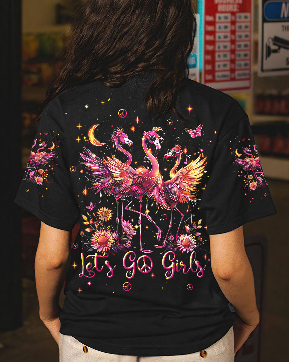 LET'S GO GIRLS FLAMINGO ALL OVER PRINT - TLNT0104245