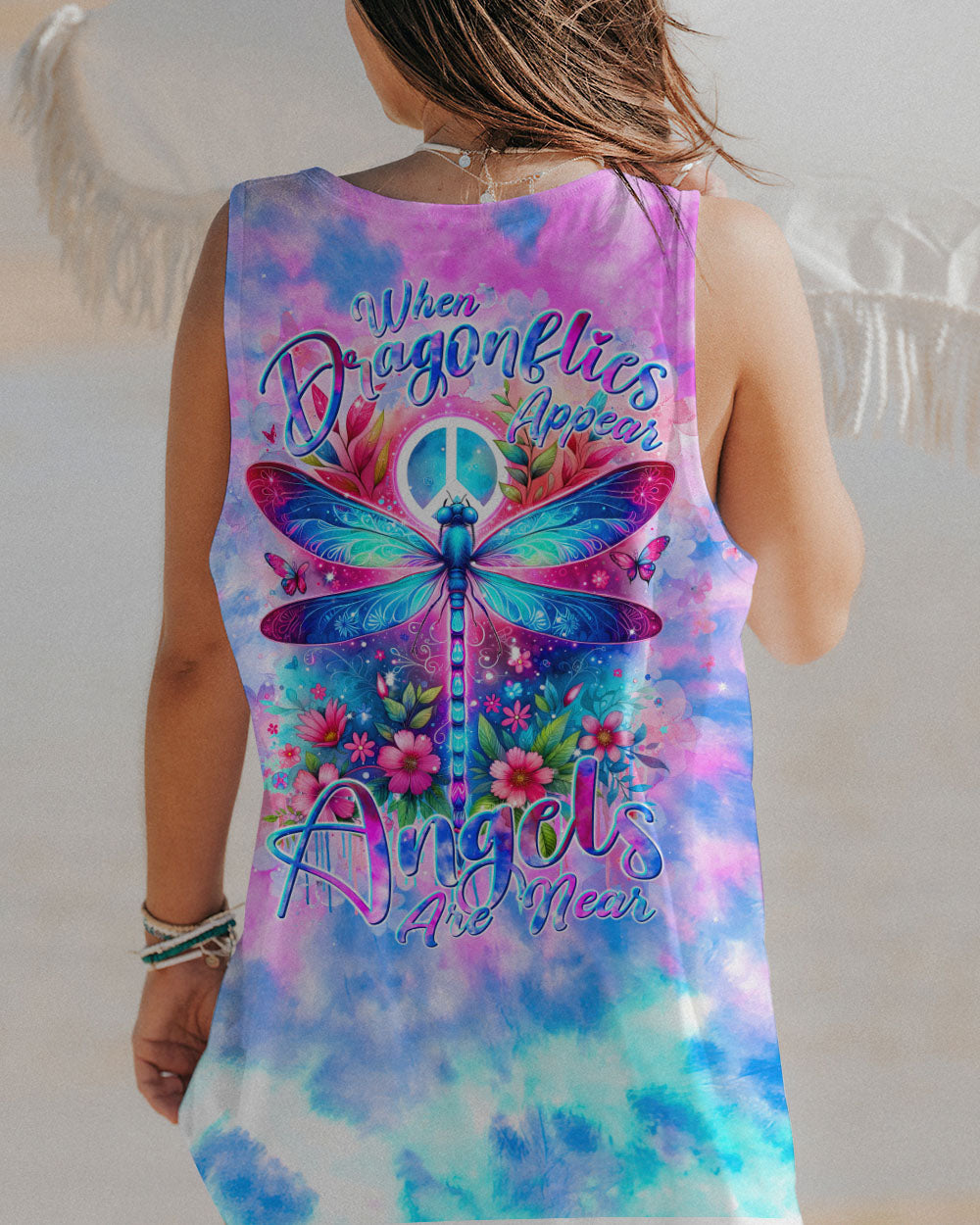 WHEN DRAGONFLIES APPEAR ANGELS ARE NEAR DRAGONFLY ALL OVER PRINT - TLNT0401241