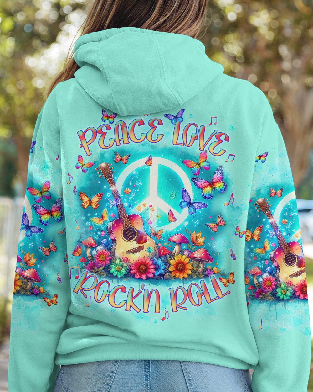 PEACE LOVE ROCK'N ROLL GUITAR ALL OVER PRINT - TLNT0406244