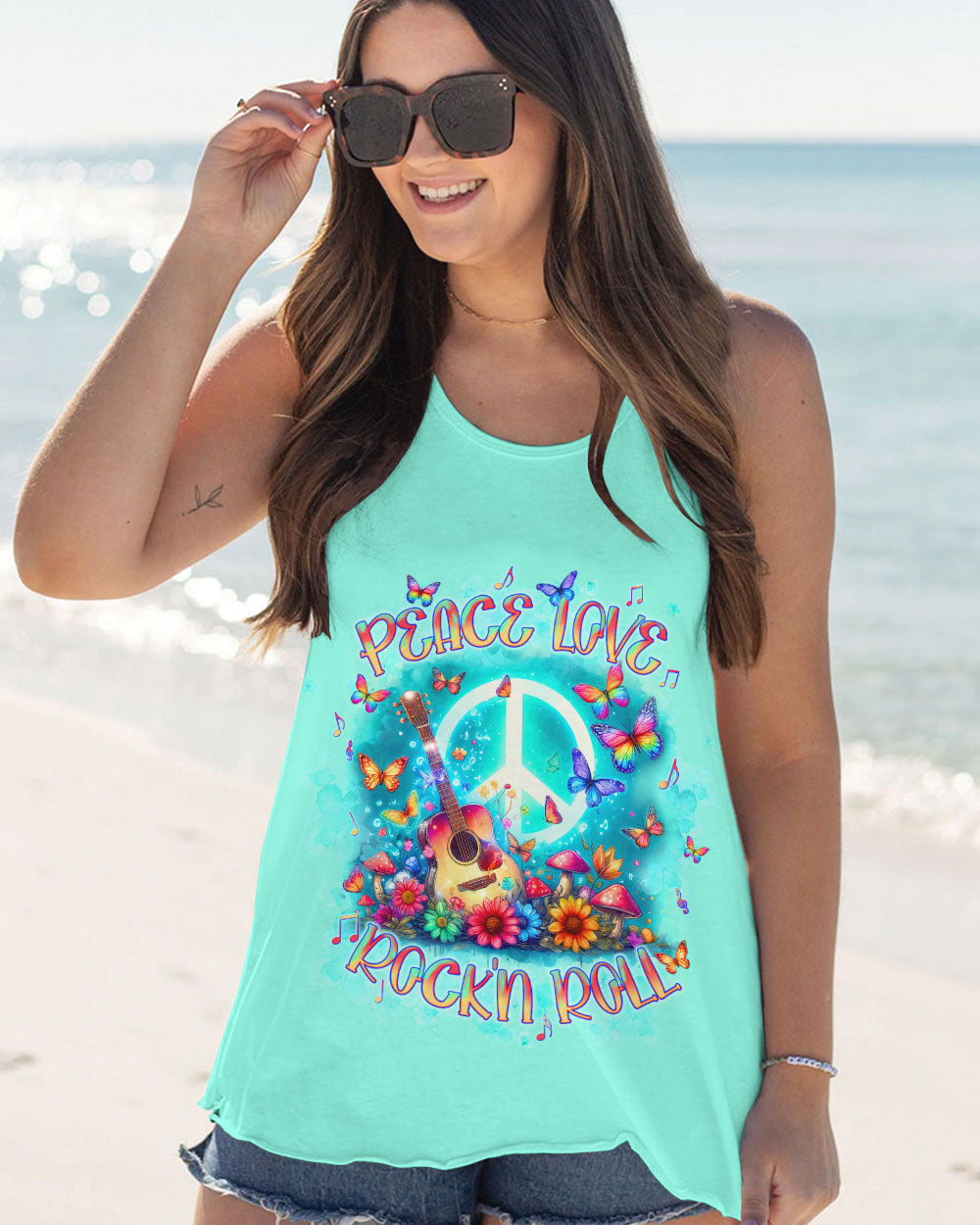 PEACE LOVE ROCK'N ROLL GUITAR ALL OVER PRINT - TLNT0406244