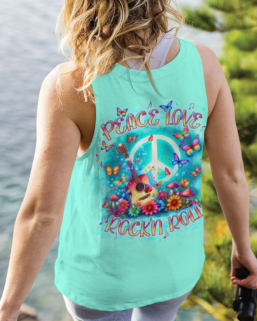 PEACE LOVE ROCK'N ROLL GUITAR ALL OVER PRINT - TLNT0406244