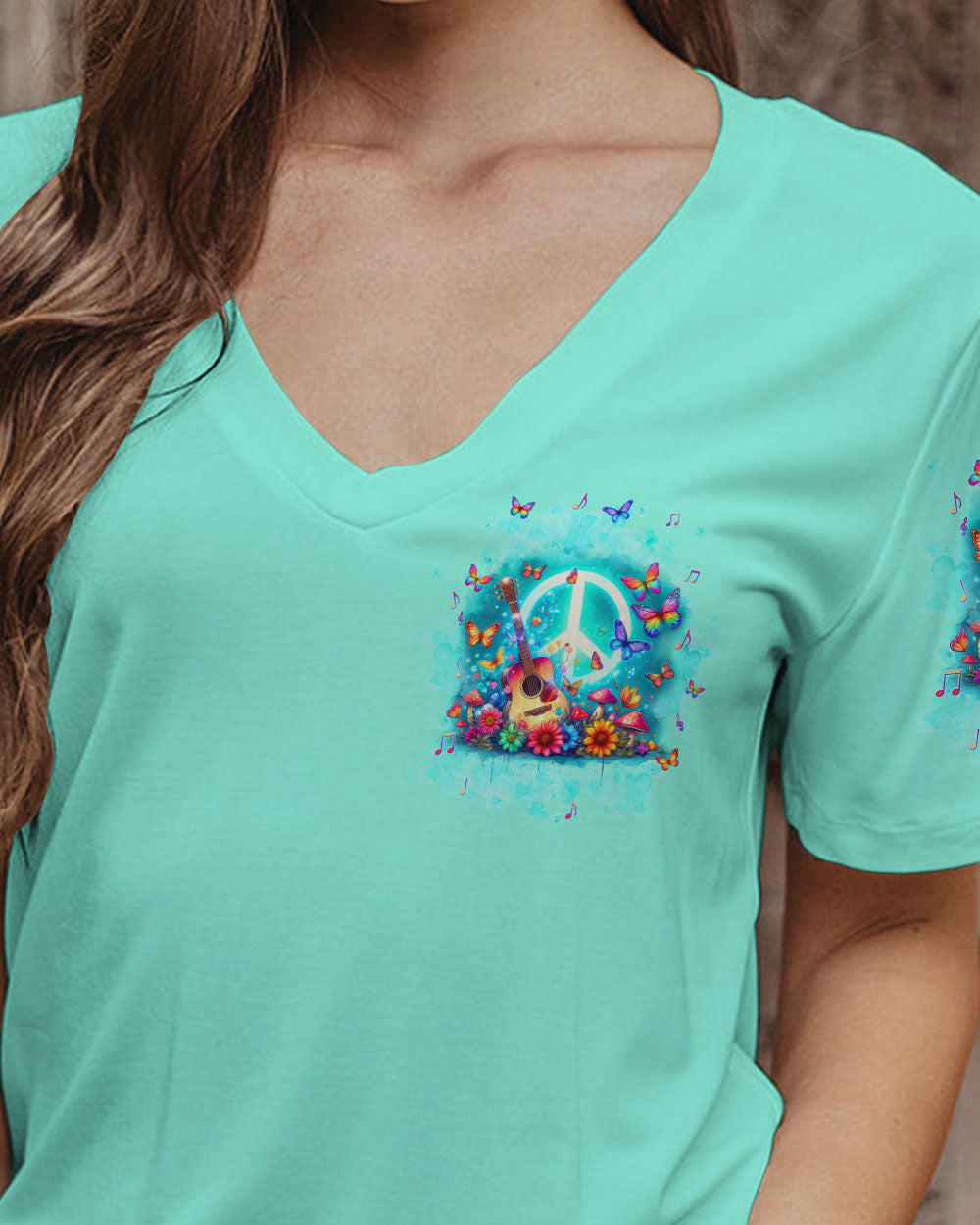 PEACE LOVE ROCK'N ROLL GUITAR ALL OVER PRINT - TLNT0406244