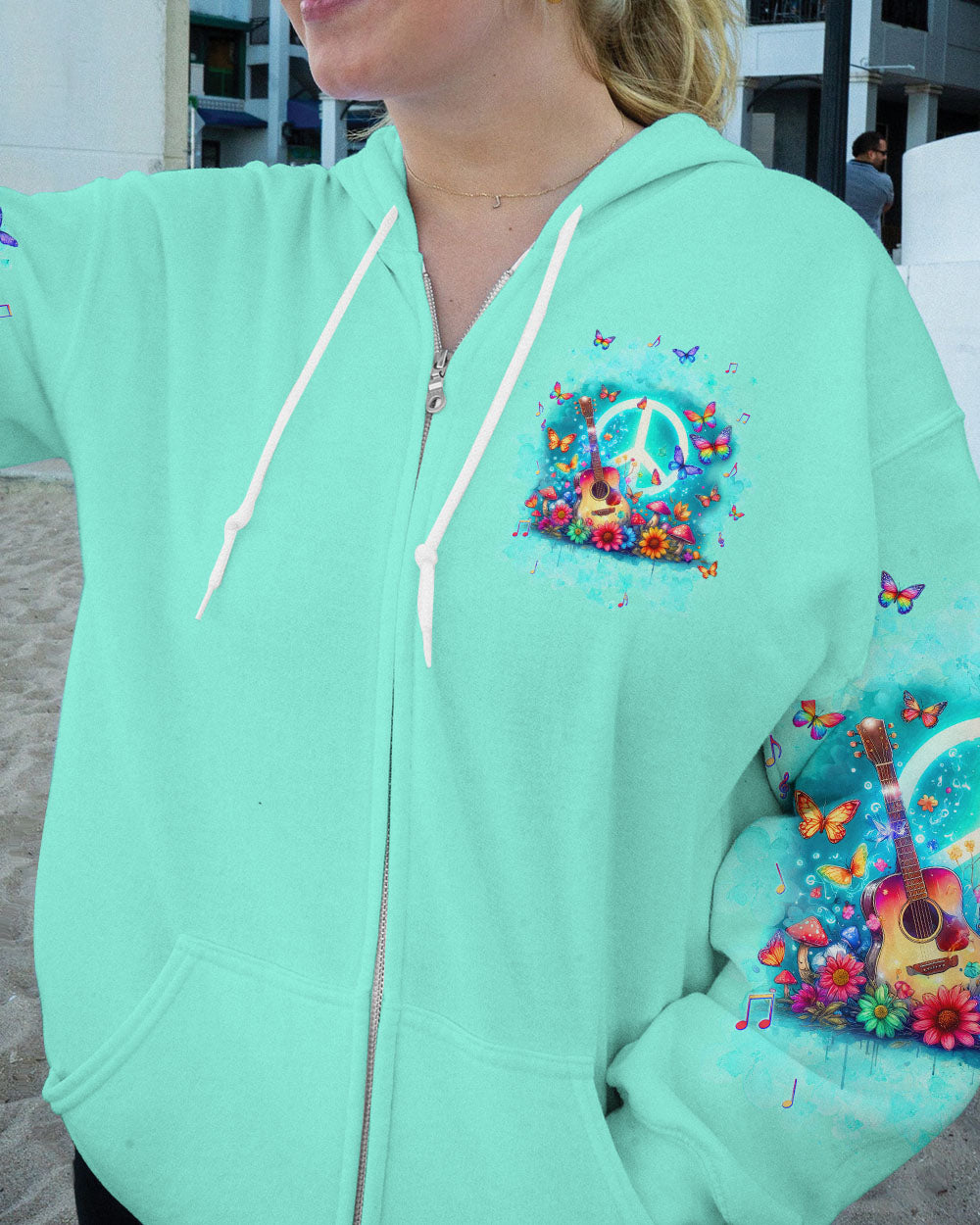 PEACE LOVE ROCK'N ROLL GUITAR ALL OVER PRINT - TLNT0406244