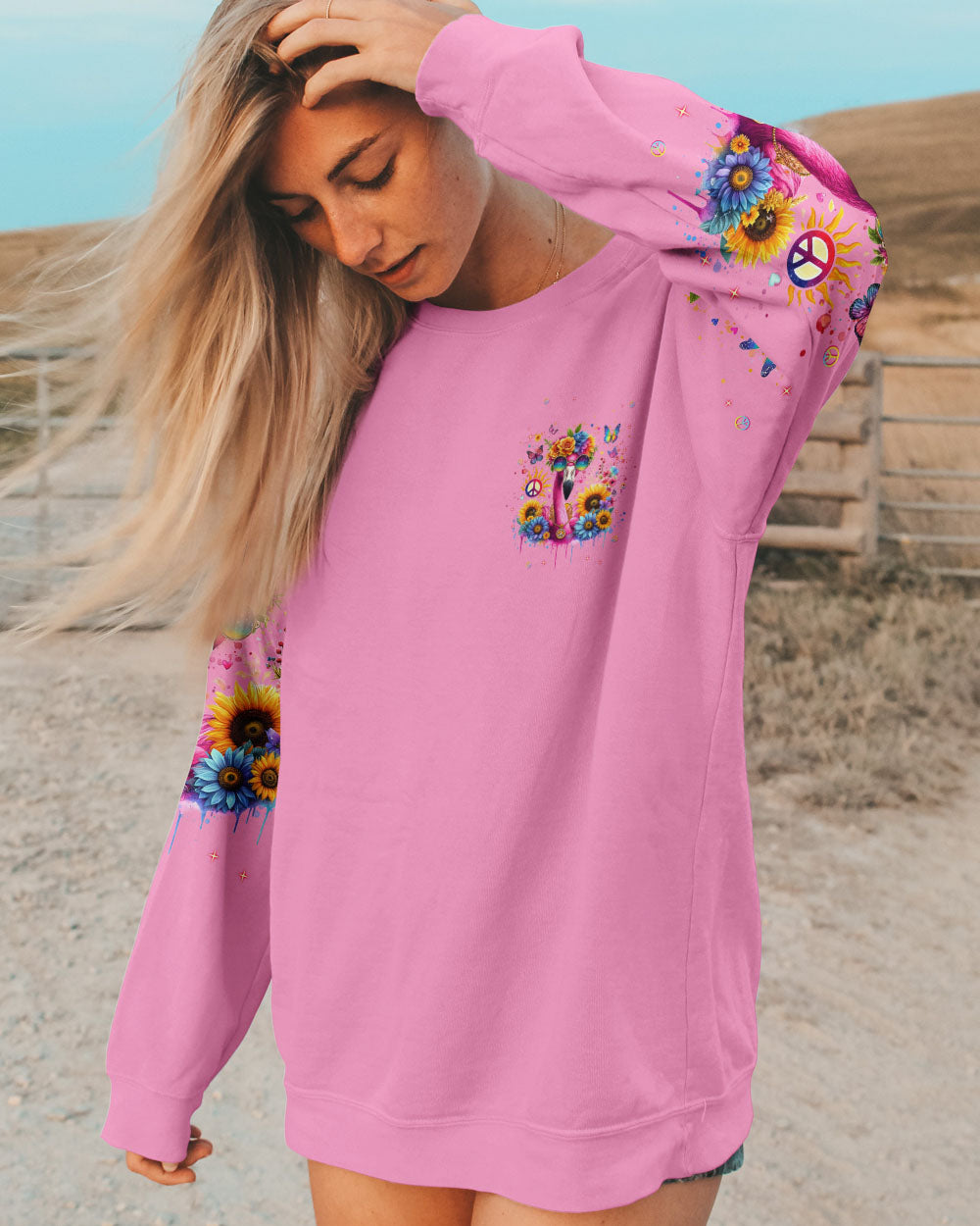 BE YOU THE WORLD WILL ADJUST FLAMINGO ALL OVER PRINT - TLNT0407243