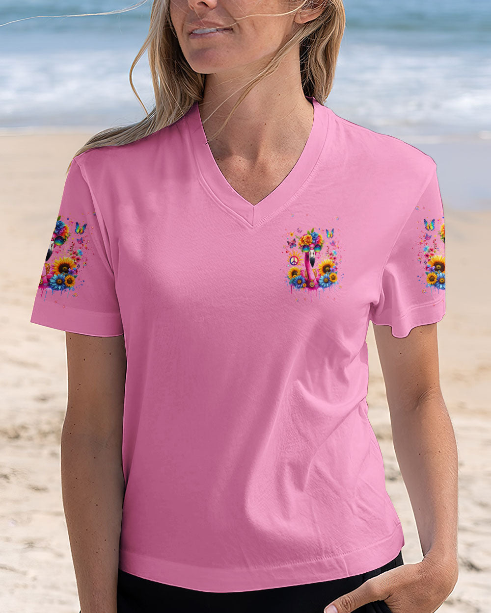 BE YOU THE WORLD WILL ADJUST FLAMINGO ALL OVER PRINT - TLNT0407243