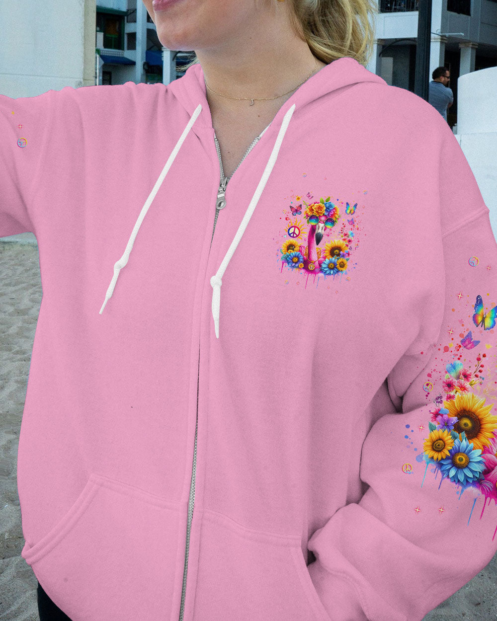 BE YOU THE WORLD WILL ADJUST FLAMINGO ALL OVER PRINT - TLNT0407243