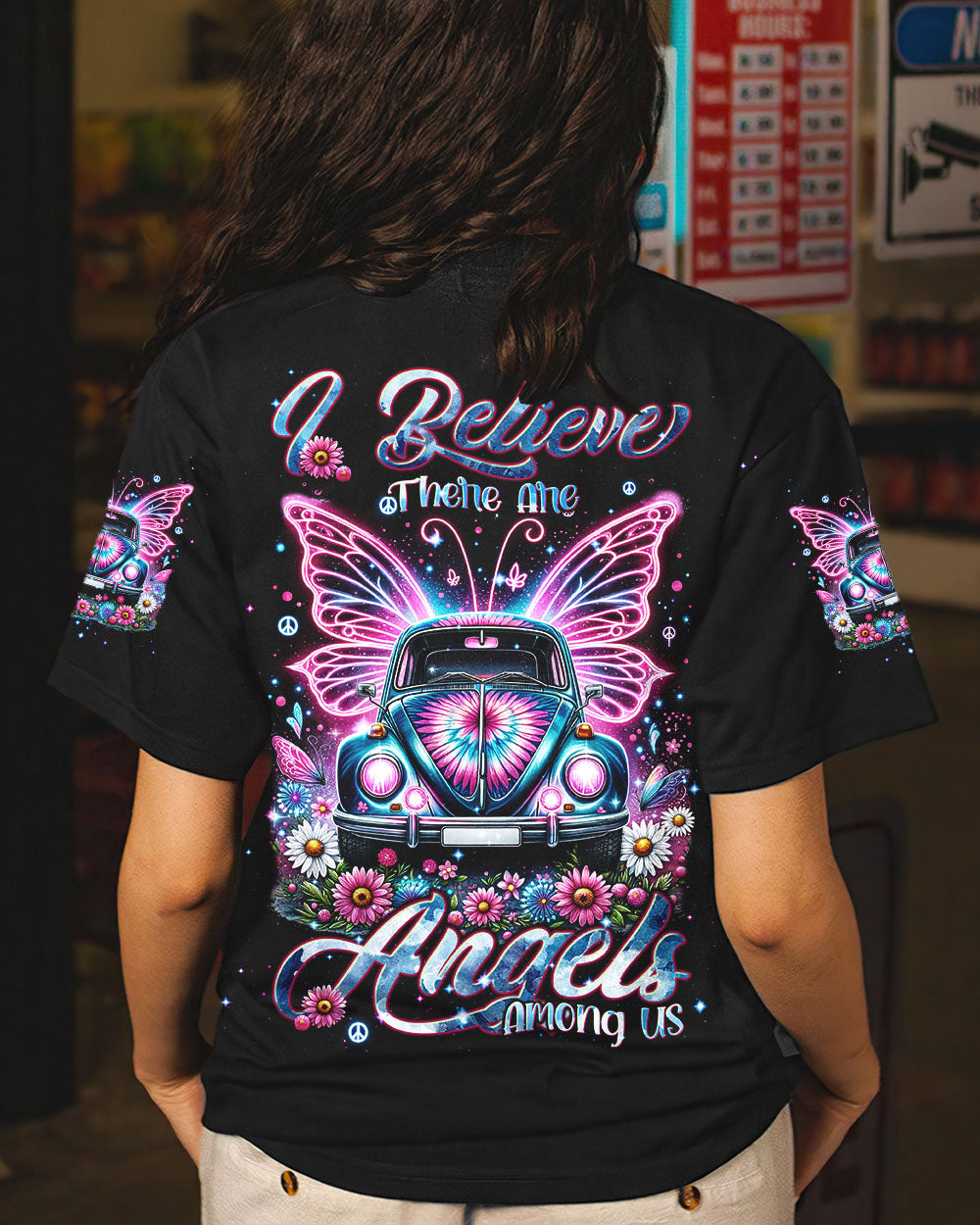 I BELIEVE THERE ARE ANGELS AMONG US WINGS CAR ALL OVER PRINT - TLNT0501241