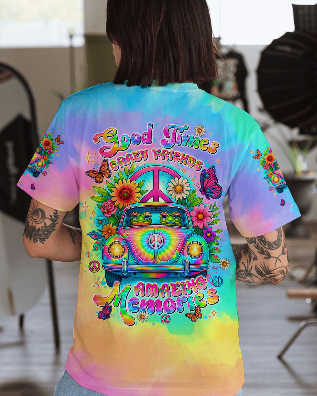 GOOD TIMES CRAZY FRIEND FROG TIE DYE CAR ALL OVER PRINT  - TLNT0505241