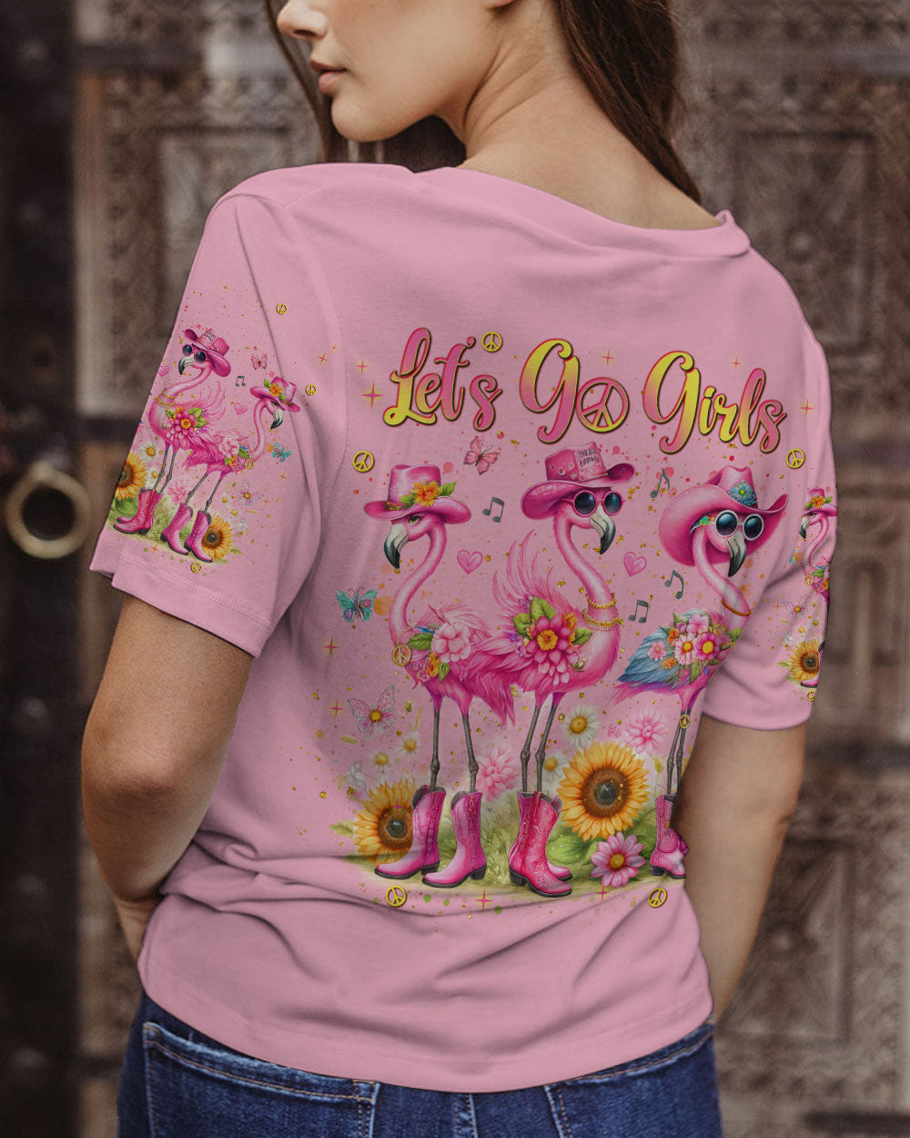LET'S GO GIRLS FLAMINGO ALL OVER PRINT - TLNT0507242