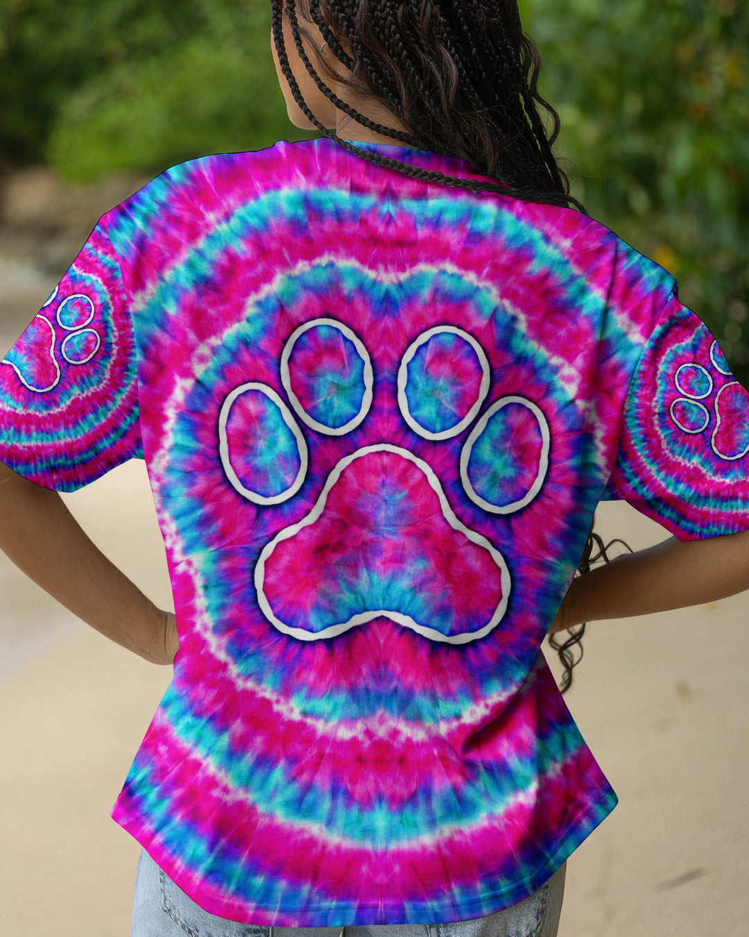 PAW PRINT PINK & BLUE SWIRL ALL OVER PRINT  - TLNT0701262