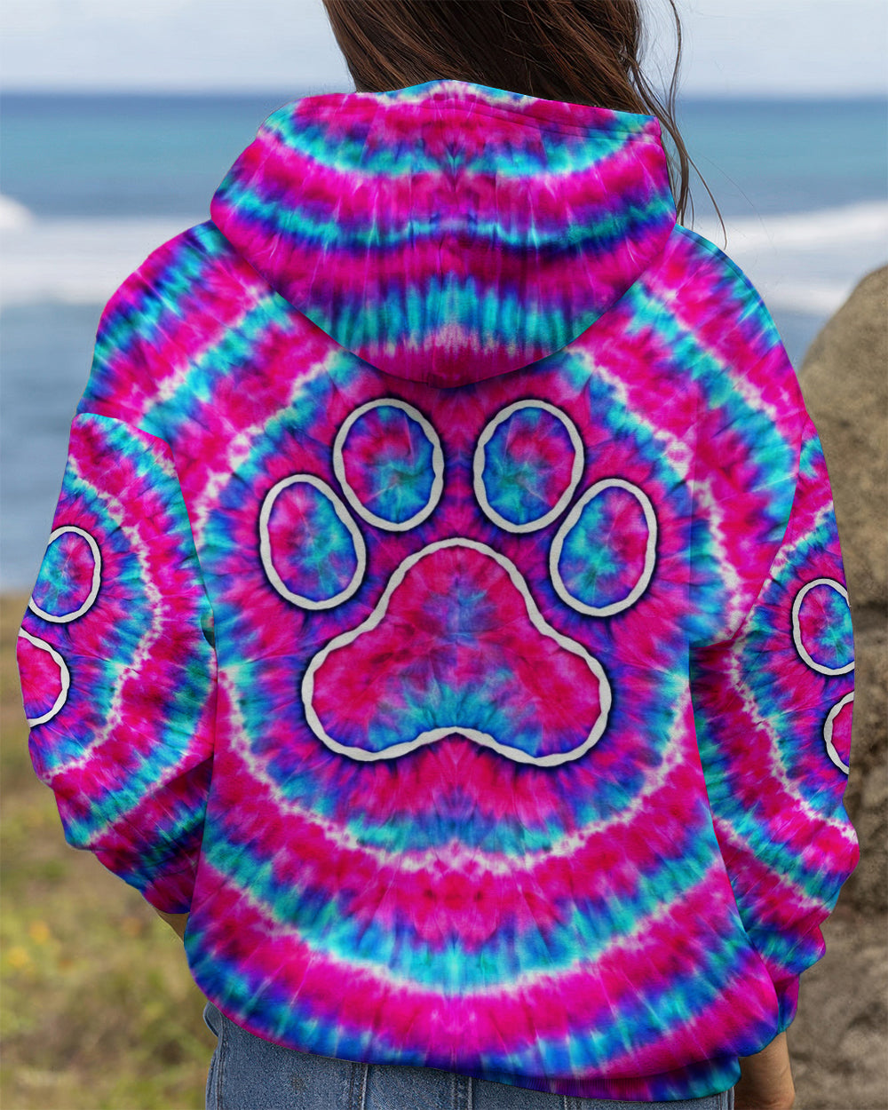 PAW PRINT PINK & BLUE SWIRL ALL OVER PRINT  - TLNT0701262