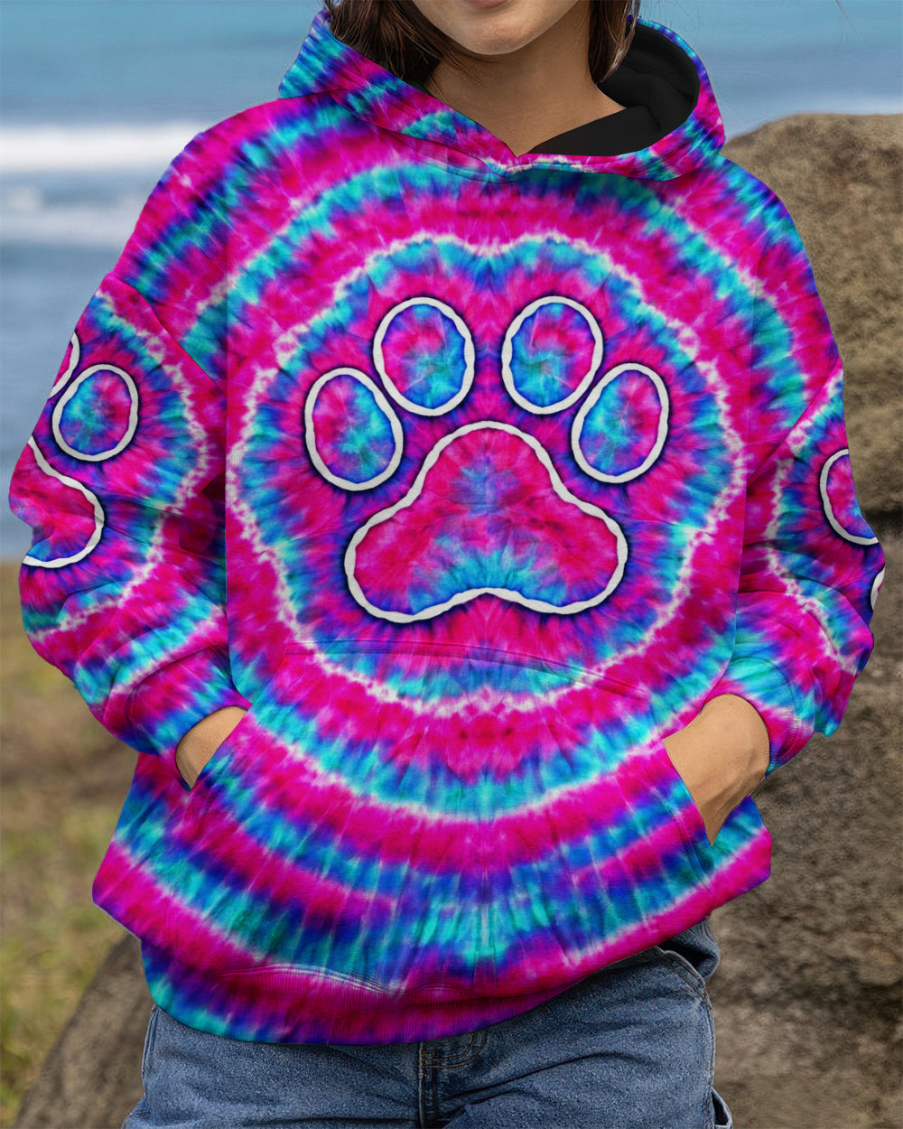 PAW PRINT PINK & BLUE SWIRL ALL OVER PRINT  - TLNT0701262