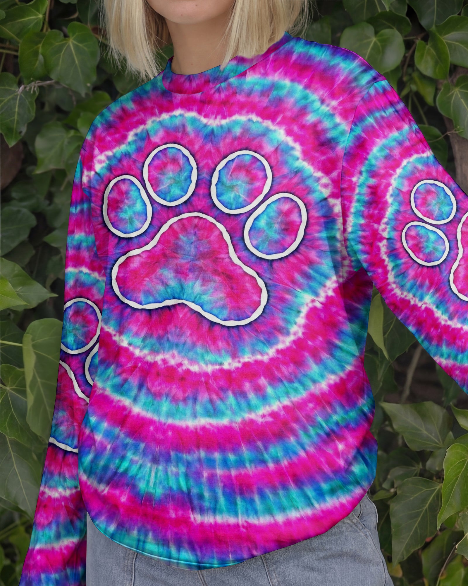 PAW PRINT PINK & BLUE SWIRL ALL OVER PRINT  - TLNT0701262