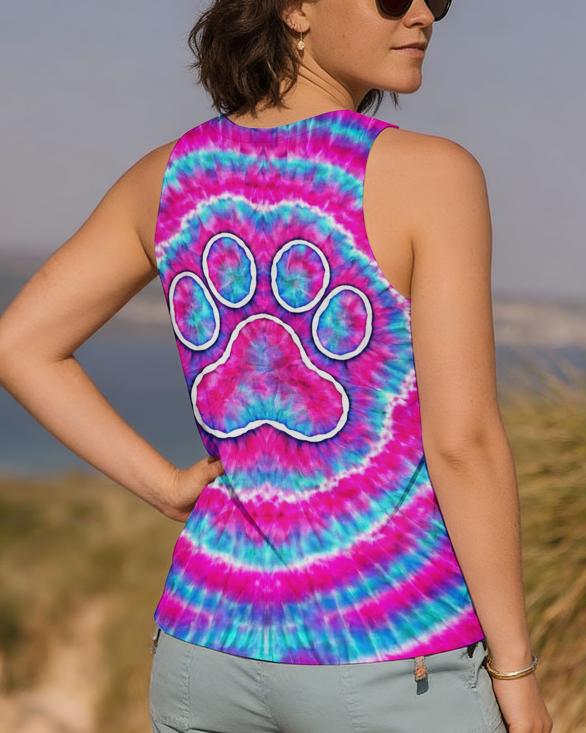 PAW PRINT PINK & BLUE SWIRL ALL OVER PRINT  - TLNT0701262