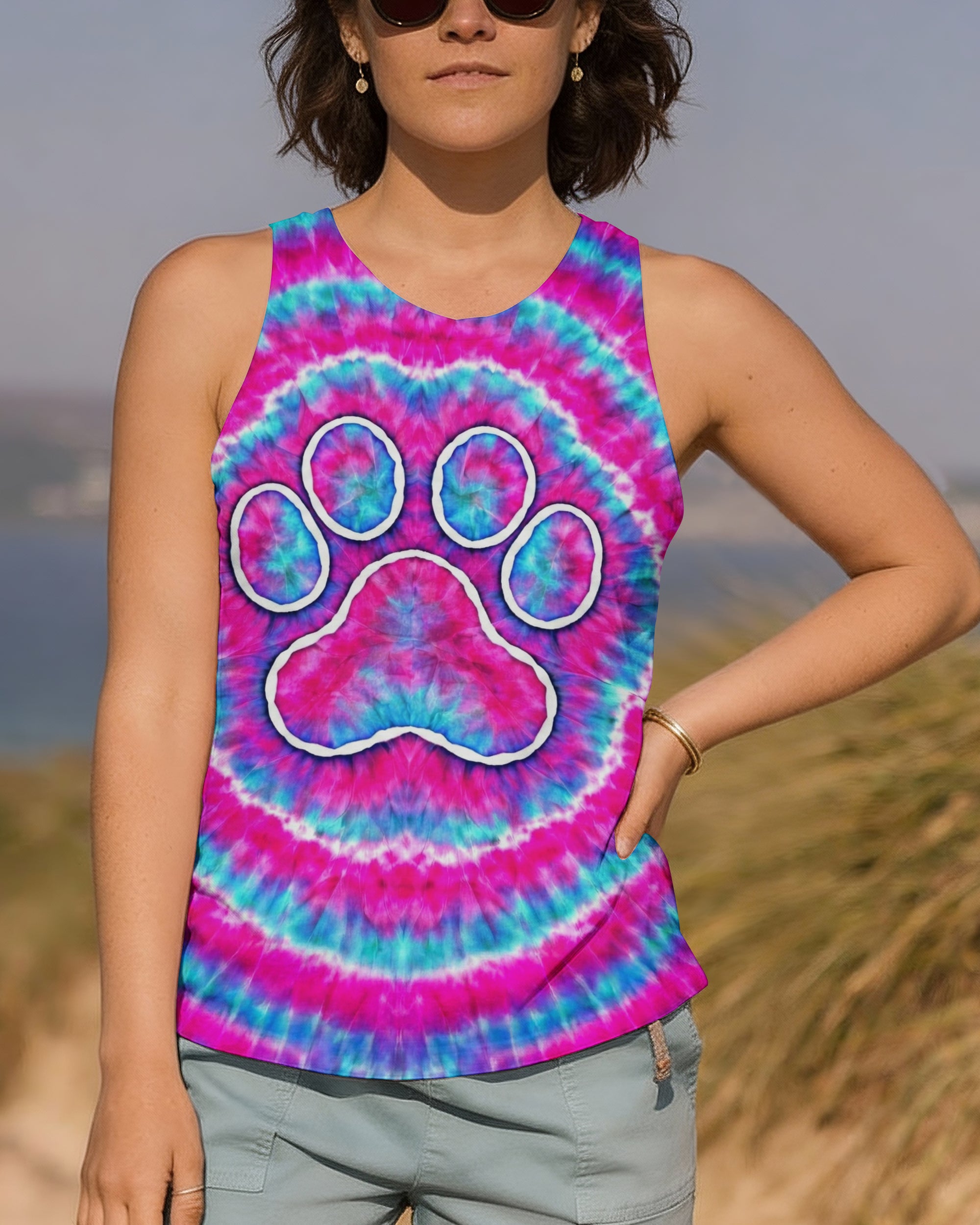 PAW PRINT PINK & BLUE SWIRL ALL OVER PRINT  - TLNT0701262