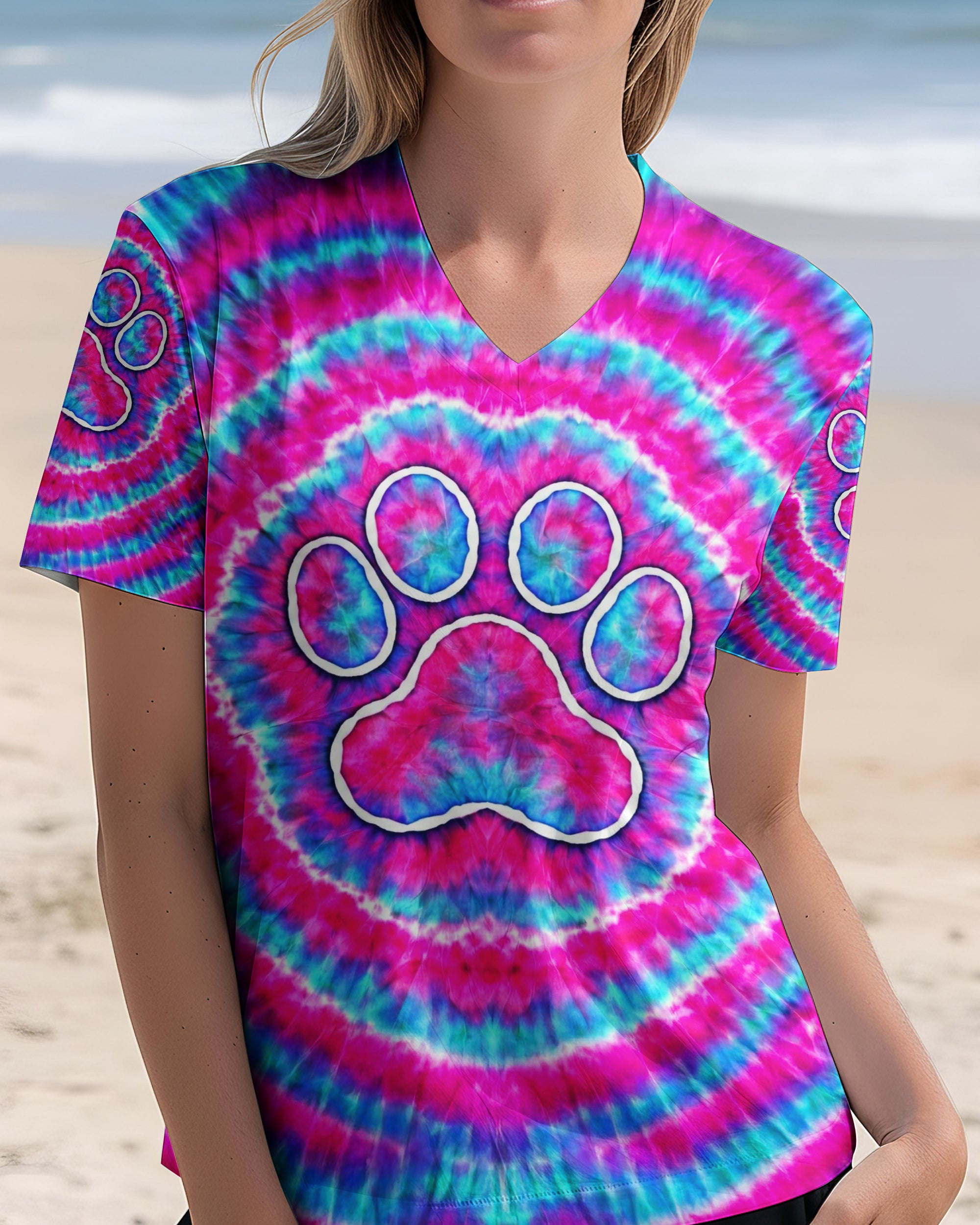 PAW PRINT PINK & BLUE SWIRL ALL OVER PRINT  - TLNT0701262