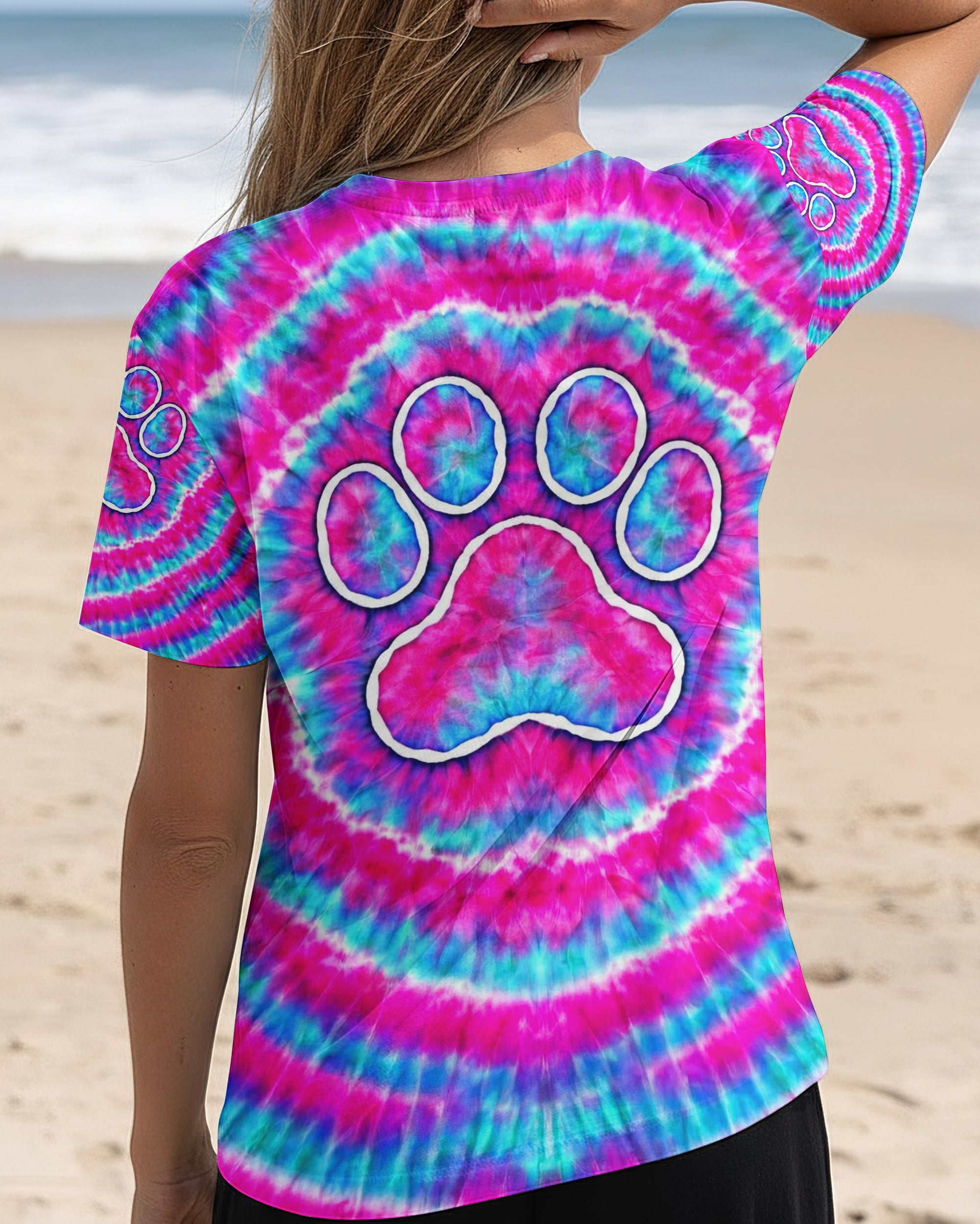 PAW PRINT PINK & BLUE SWIRL ALL OVER PRINT  - TLNT0701262