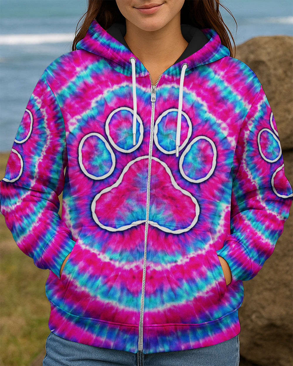 PAW PRINT PINK & BLUE SWIRL ALL OVER PRINT  - TLNT0701262