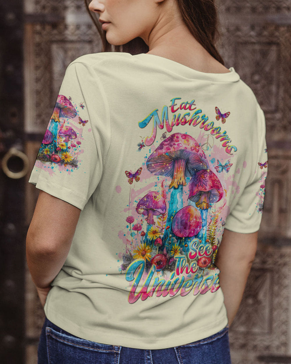 EAT MUSHROOMS SEE THE UNIVERSE ALL OVER PRINT - TLNT0803245