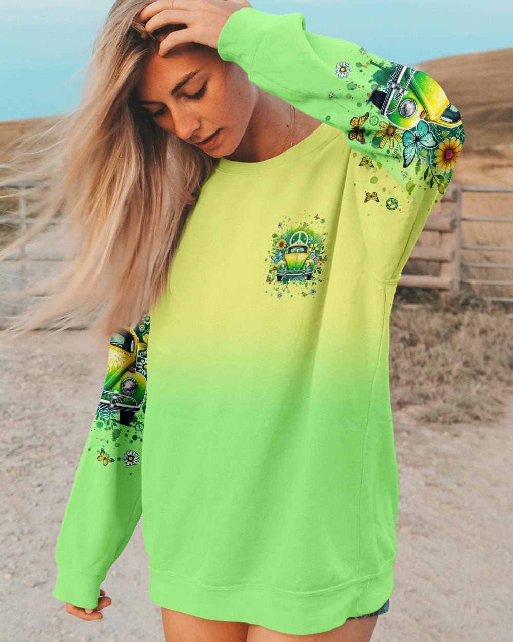RUNNING AGAINST THE WIND CAR FLOWER ALL OVER PRINT  - TLNT0904255