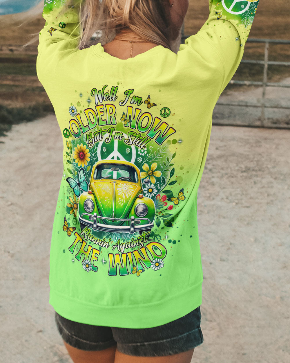 RUNNING AGAINST THE WIND CAR FLOWER ALL OVER PRINT  - TLNT0904255