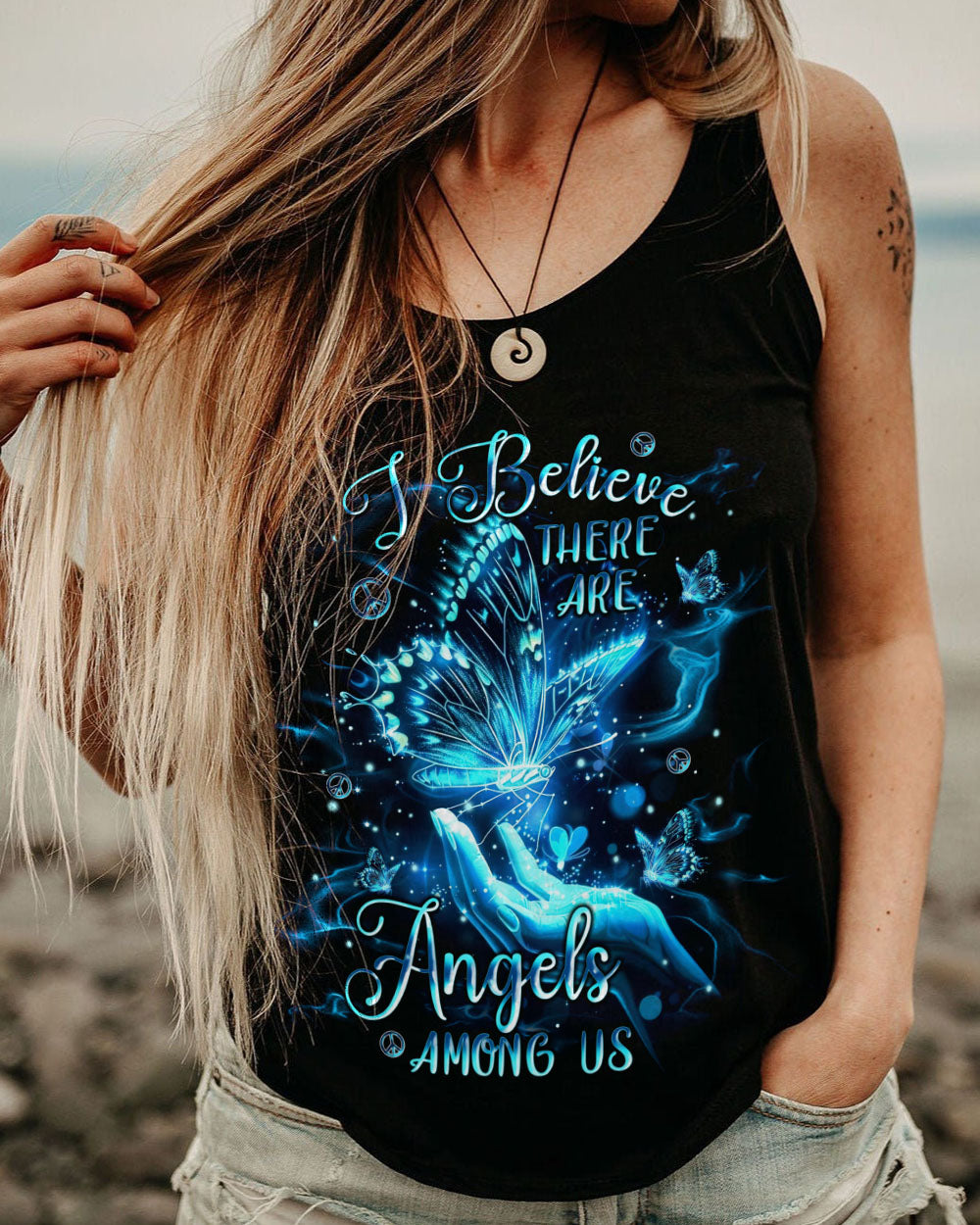 I BELIEVE THERE ARE ANGELS AMONG US BUTTERFLY ALL OVER PRINT - TLNT0910243