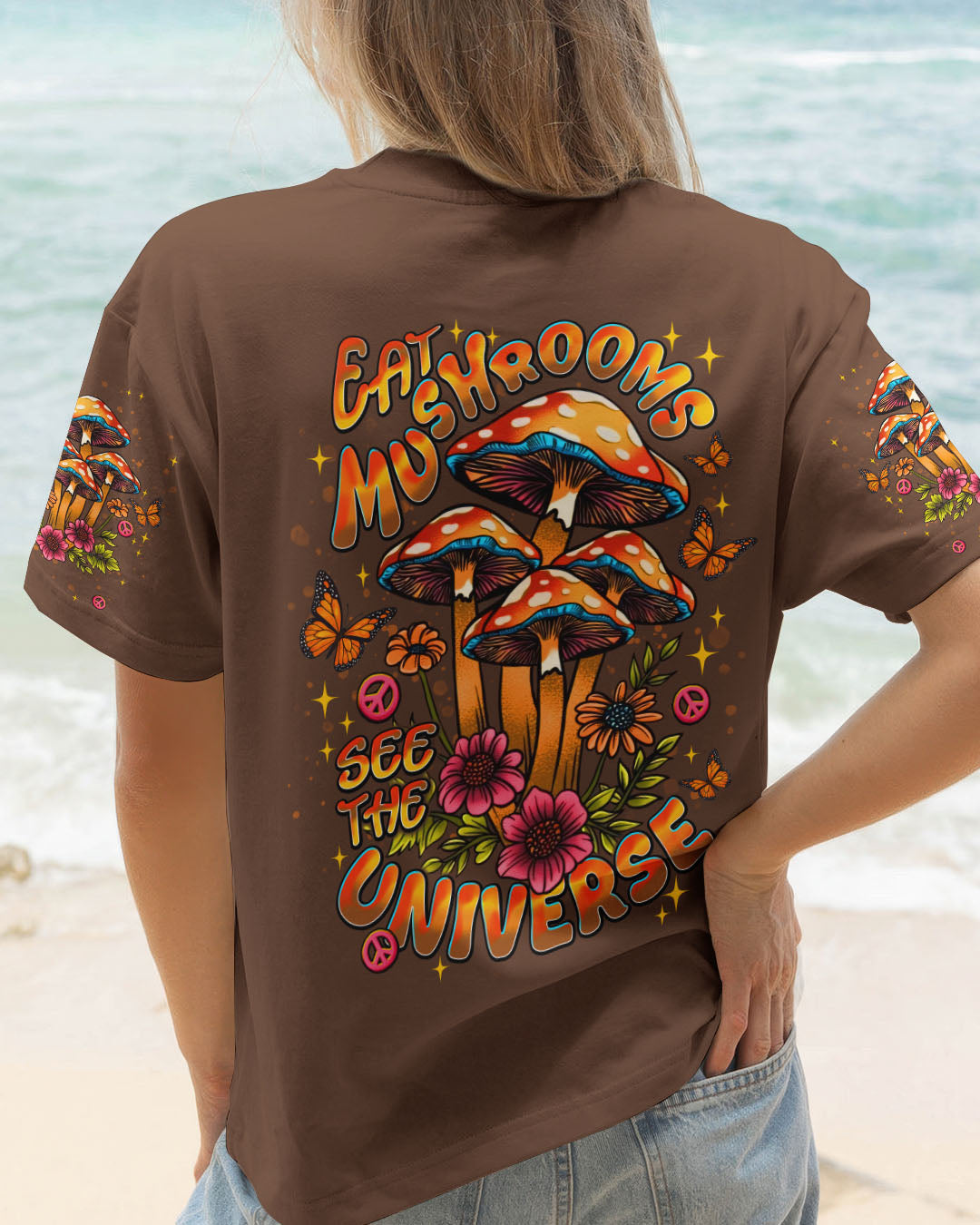EAT MUSHROOMS SEE THE UNIVERSE ALL OVER PRINT - TLNT0910252
